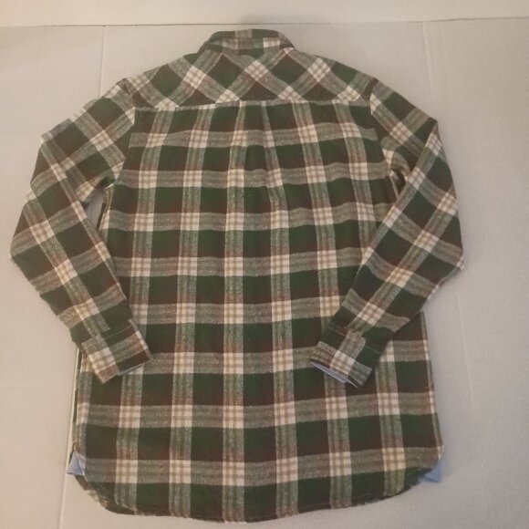 Bogari Men’s Green Brown Tan Off-White Plaid Flannel Button Shirt NWOT Size XL - Picture 13 of 15